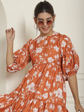 Women Mustard Printed A-Line Dress